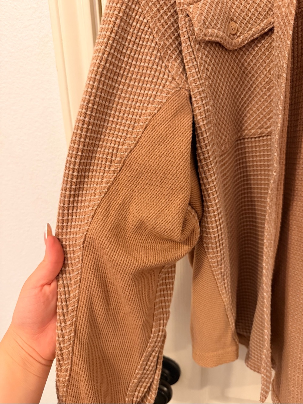 aerie Tan Waffle-Knit Shirt - Picture 4 of 7